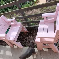 Painted pink garden chairs