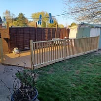 Large timber decking full view